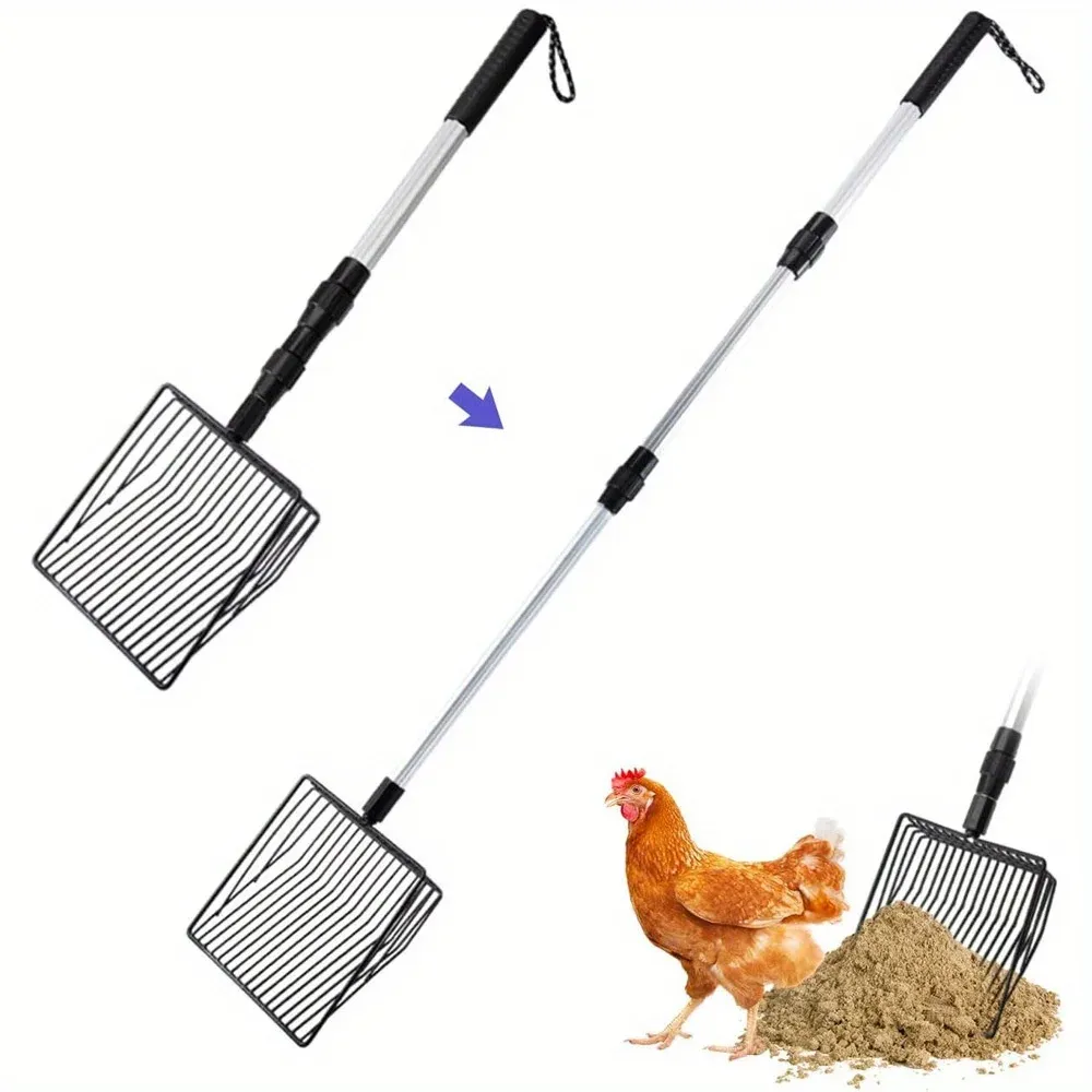 Pelle à litière de poulet réglable avec tamis extensible