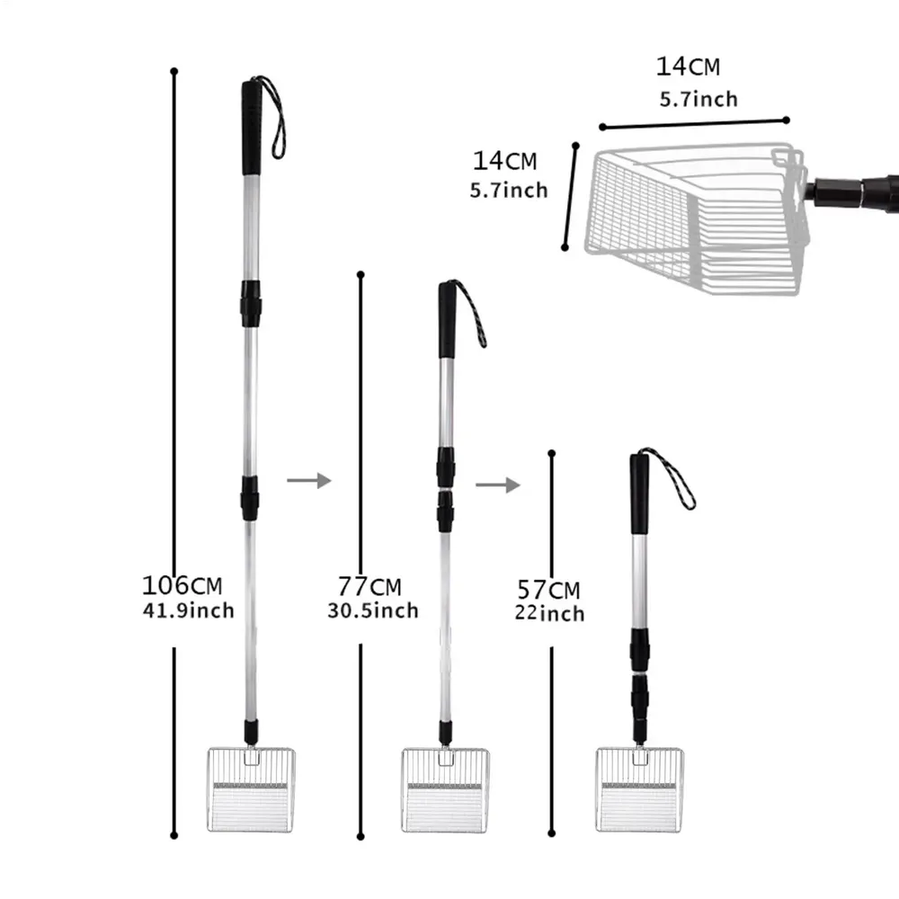 Pelle à litière extensible à tamisage métallique