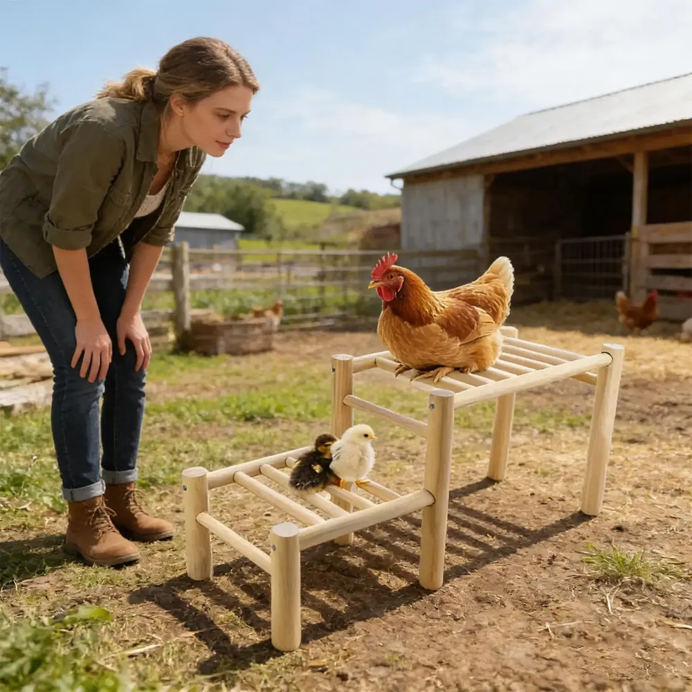 Perchoir poulets bois ferme jouets poussins support poulailler