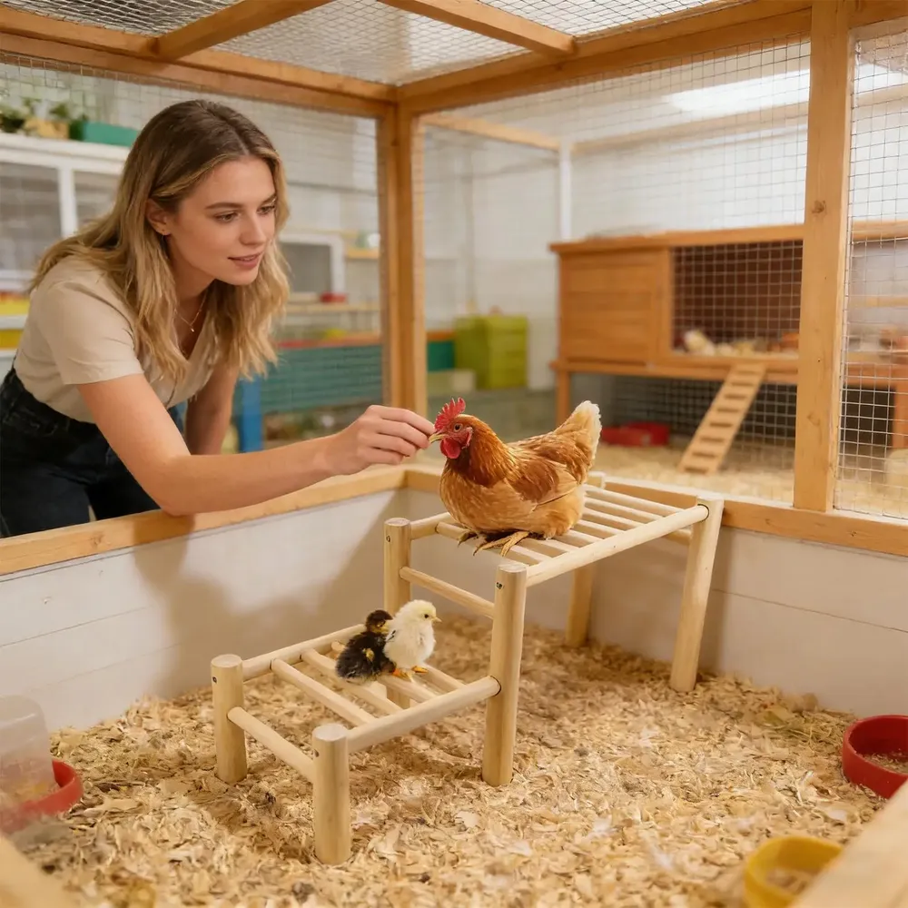 Perchoir poulets bois sûr et robuste pour jardin et ferme