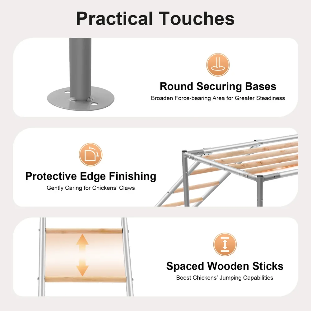 Plateforme de repos poulets 105 cm avec échelle pour 10 poulets