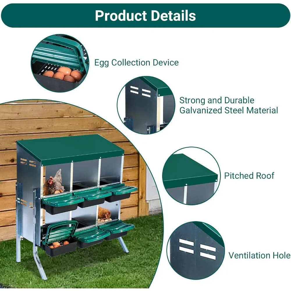 Pondoir poules acier galvanisé 6 trous avec plateau amovible