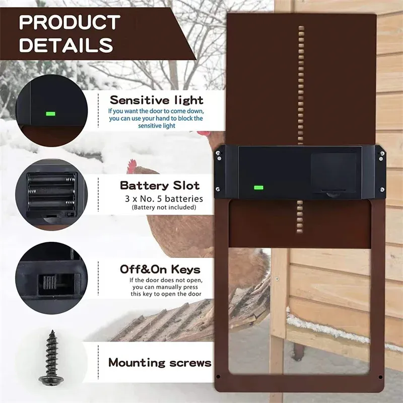 Porte automatique de poulailler capteur de lumière batterie