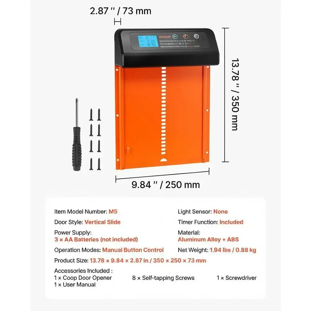Porte automatique poulailler minuteur manuel anti-pincement