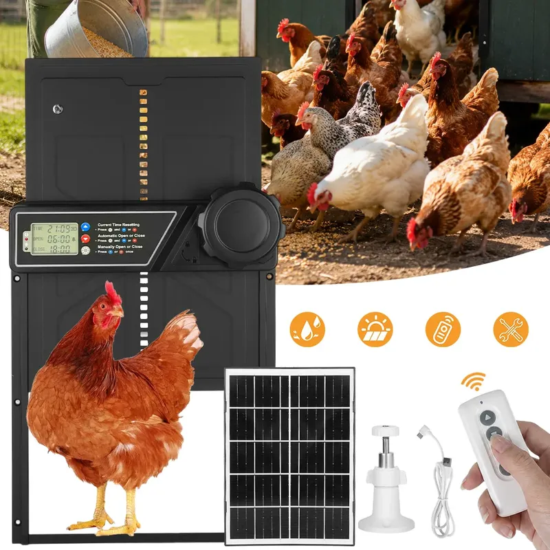 Porte automatique poulailler solaire anti-pincement aluminium
