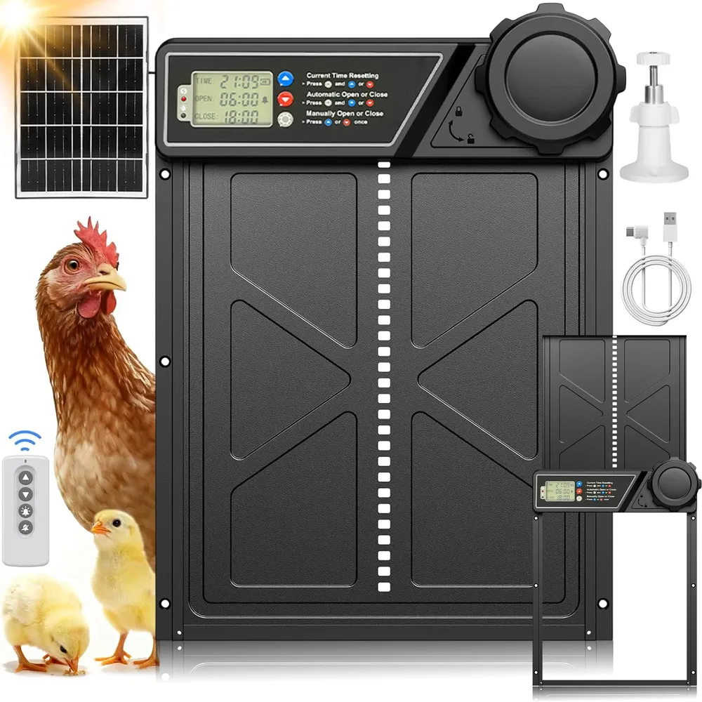 Porte automatique poulailler solaire anti-pincement aluminium