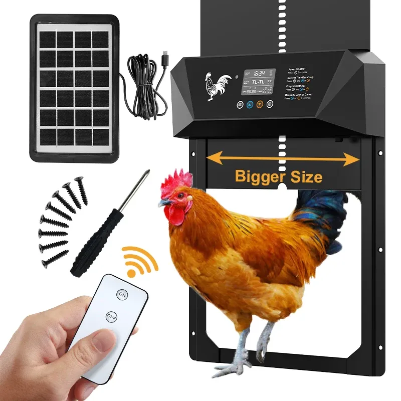 Porte automatique poulailler solaire avec écran LCD et télécommande