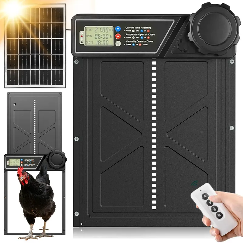 Porte automatique poulailler solaire avec minuterie anti-pincement