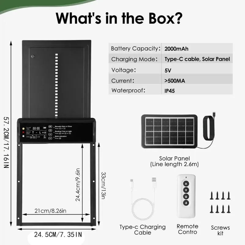 Porte automatique solaire poulailler anti-pincement