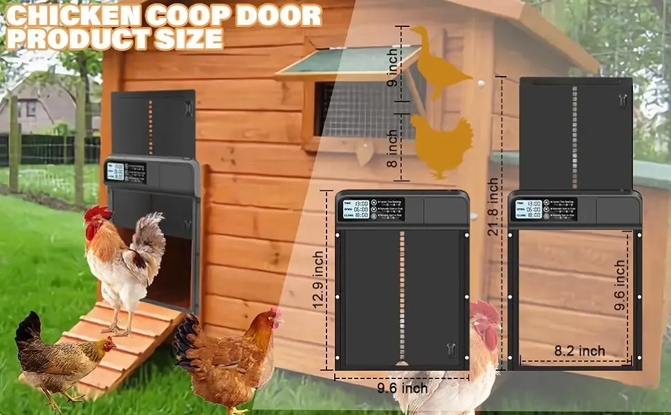 Porte de poulailler automatique étanche en aluminium avec minuterie