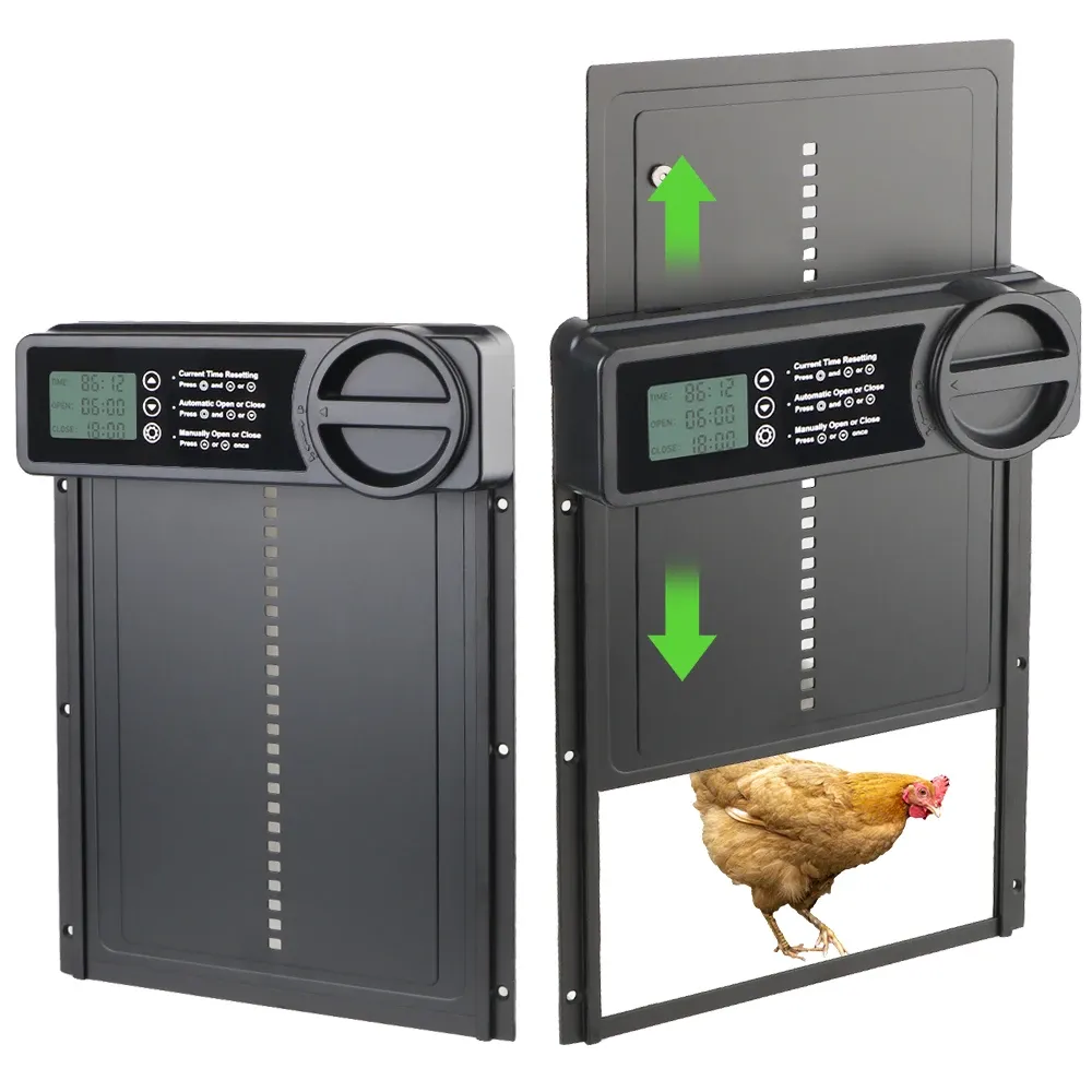 Porte de poulailler automatique rétractable anti-pincement avec écran LCD
