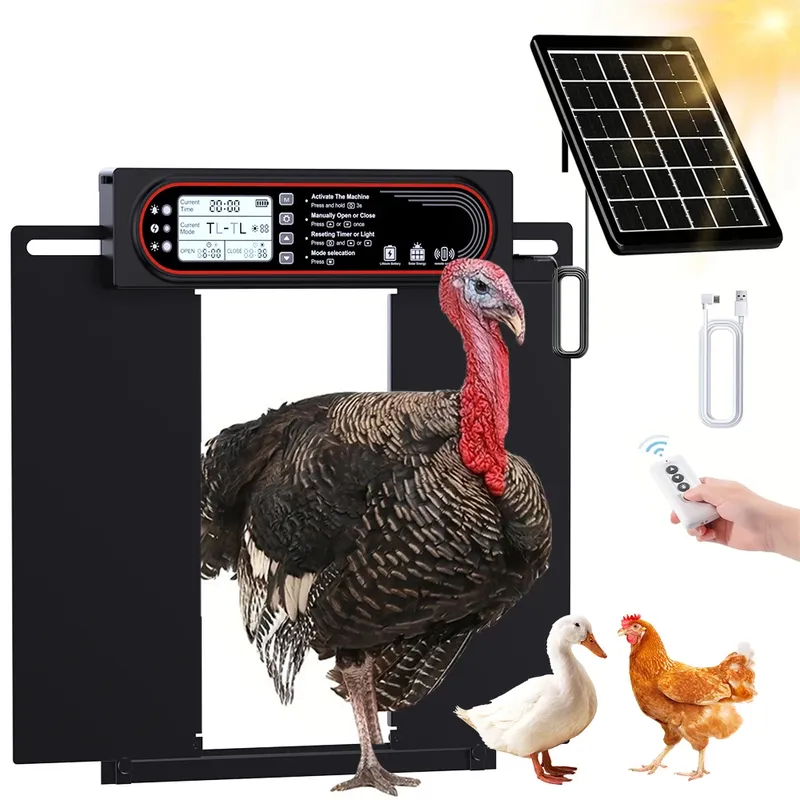 Porte de poulailler automatique solaire avec écran LCD et capteur de lumière