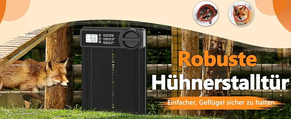 Porte de poulailler automatique solaire ou à piles avec minuterie