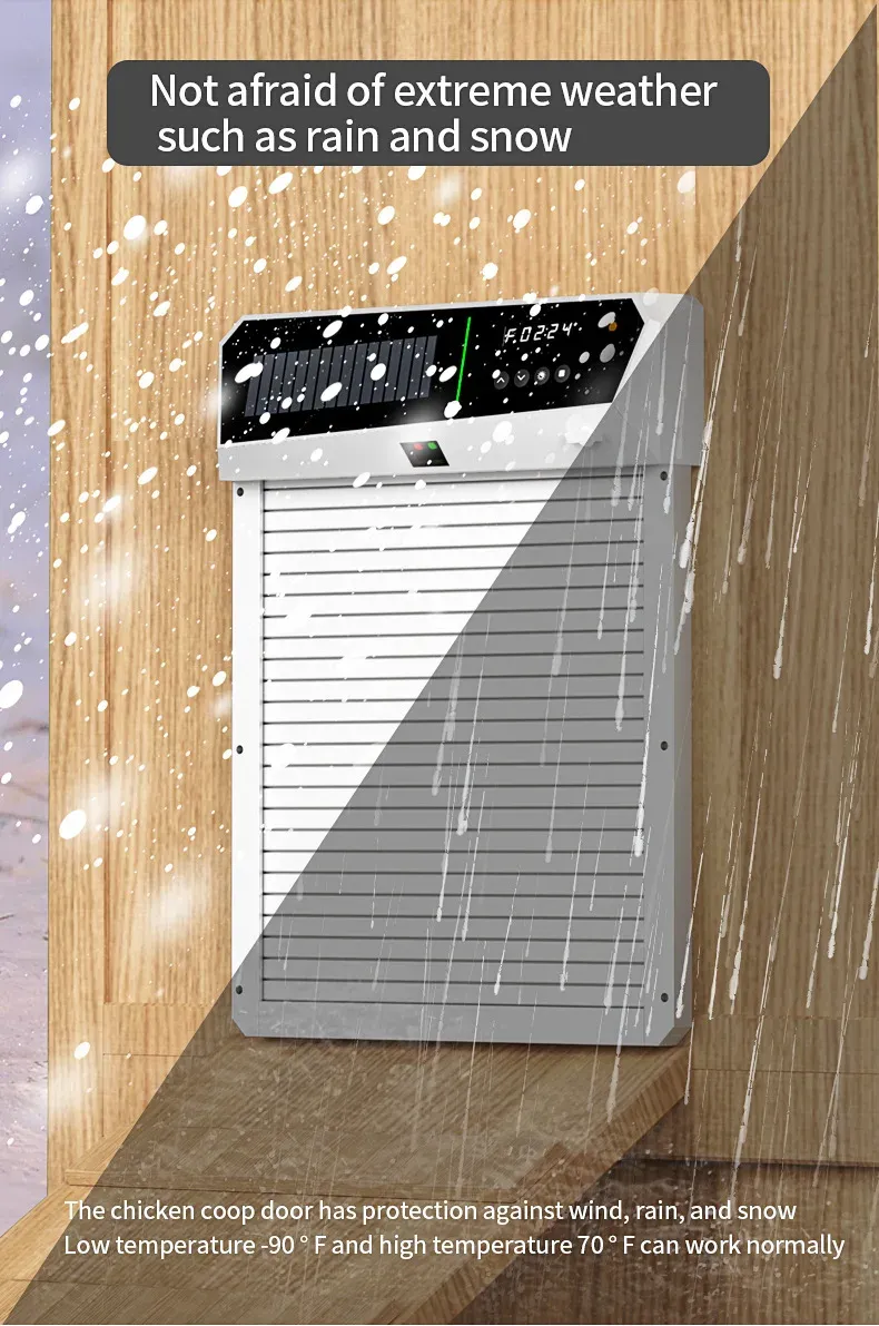 Porte de poulailler intelligente solaire anti-pincement en aluminium