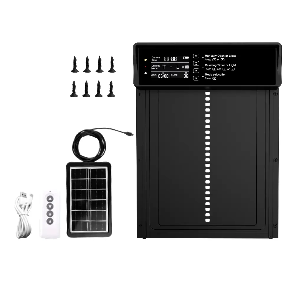 Porte de poulailler solaire 4 modes résistante aux intempéries avec minuterie
