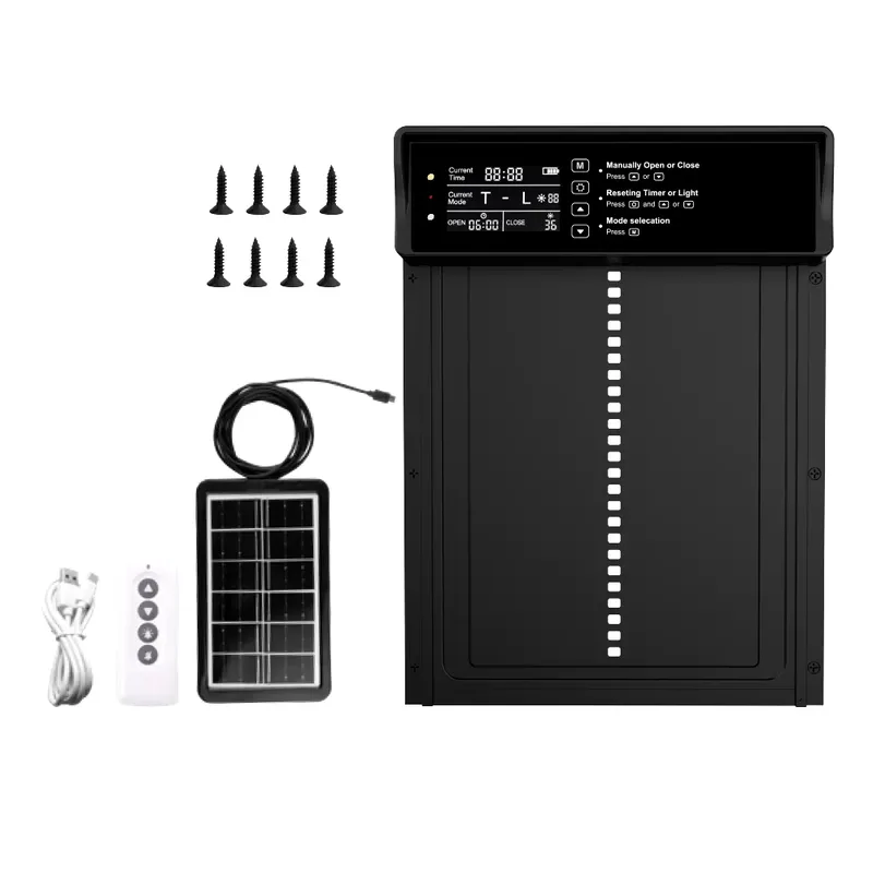 Porte de poulailler solaire 4 modes résistante aux intempéries avec minuterie