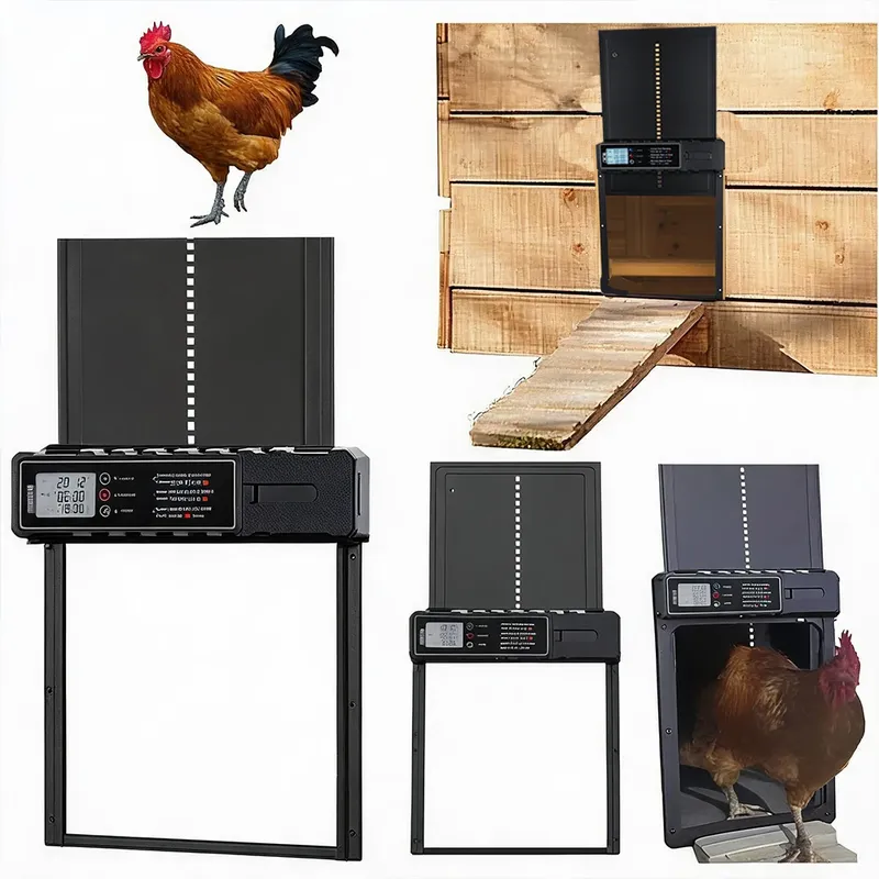 Porte de poulailler solaire avec télécommande et minuterie