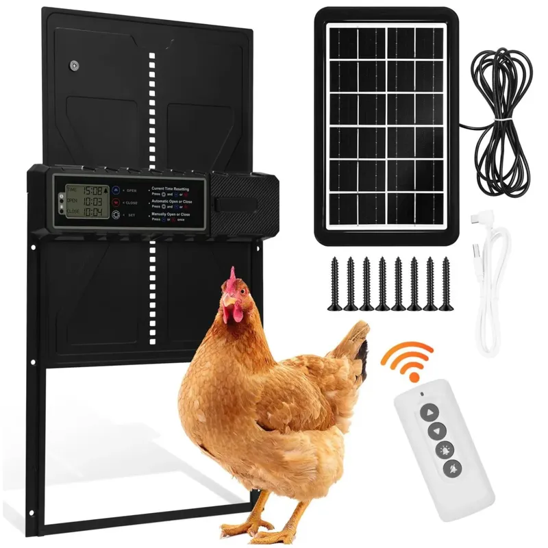 Porte de poulailler solaire électrique anti-pincement