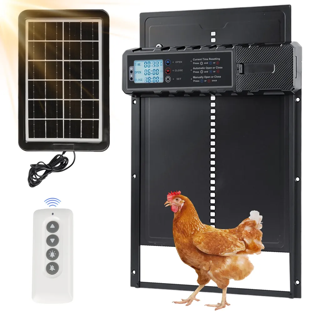 Porte de poulailler solaire électrique anti-pincement
