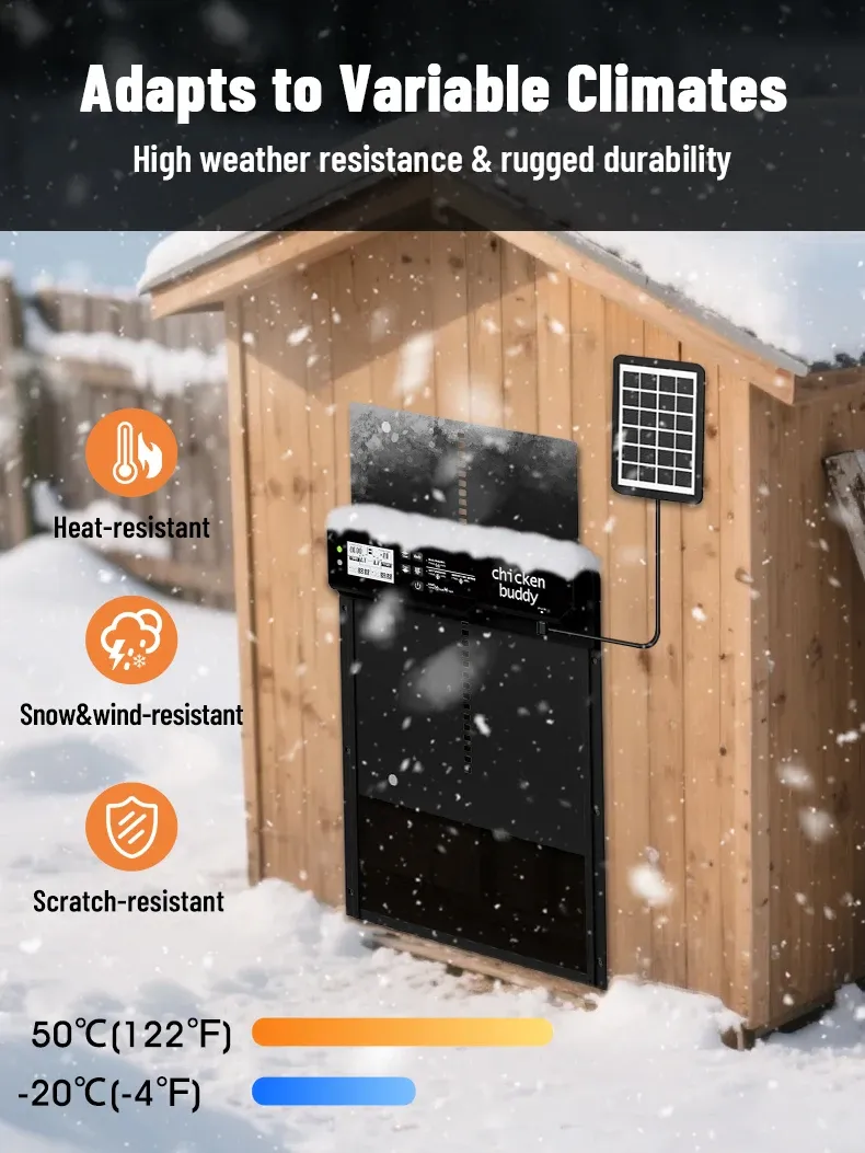 Porte de poulailler solaire intelligente anti-pincement avec minuterie