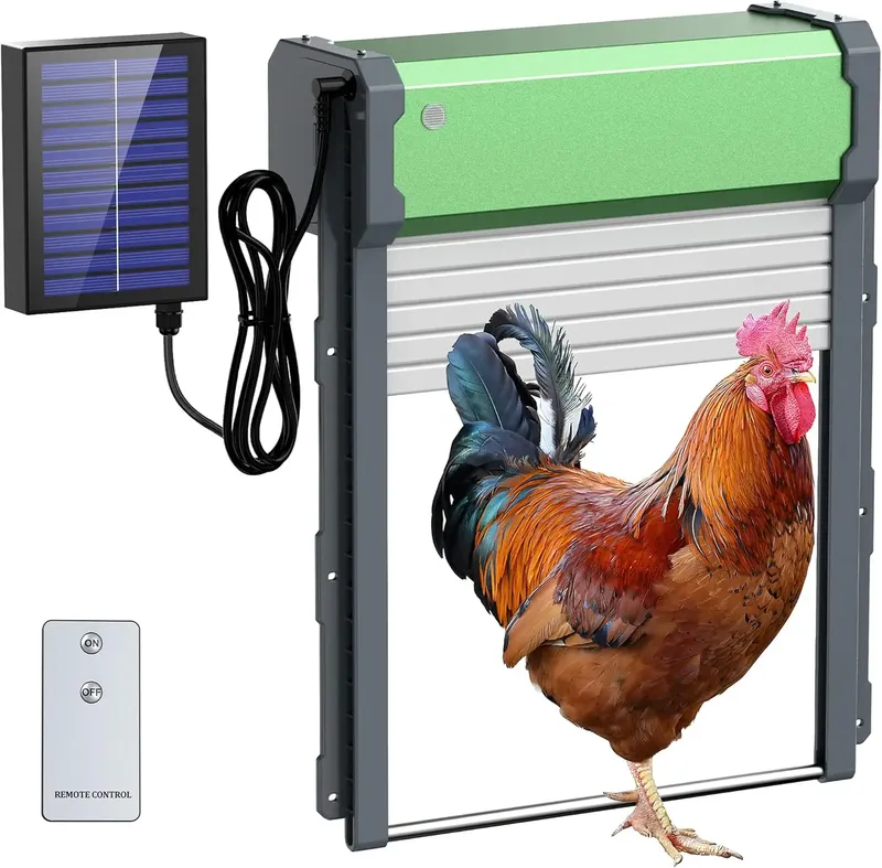Porte de poulailler solaire intelligente avec minuterie et capteur de lumière