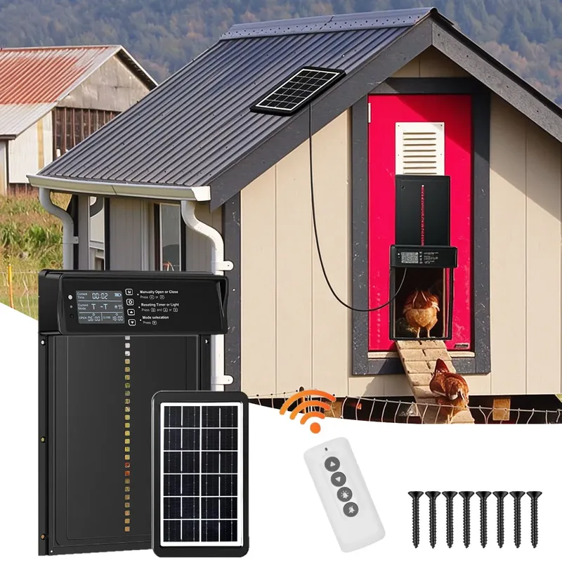 Porte de poulailler solaire intelligente avec télécommande et minuterie