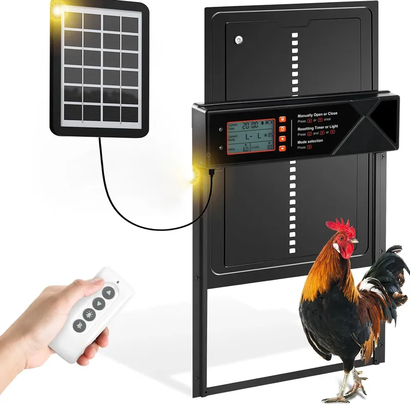 Porte de poulailler solaire XL 4 modes avec minuterie et capteur