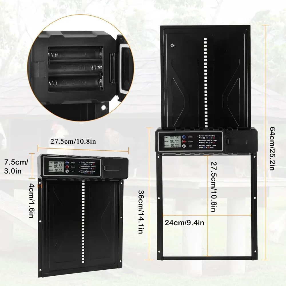 Porte poulailler automatique alliage aluminium noir