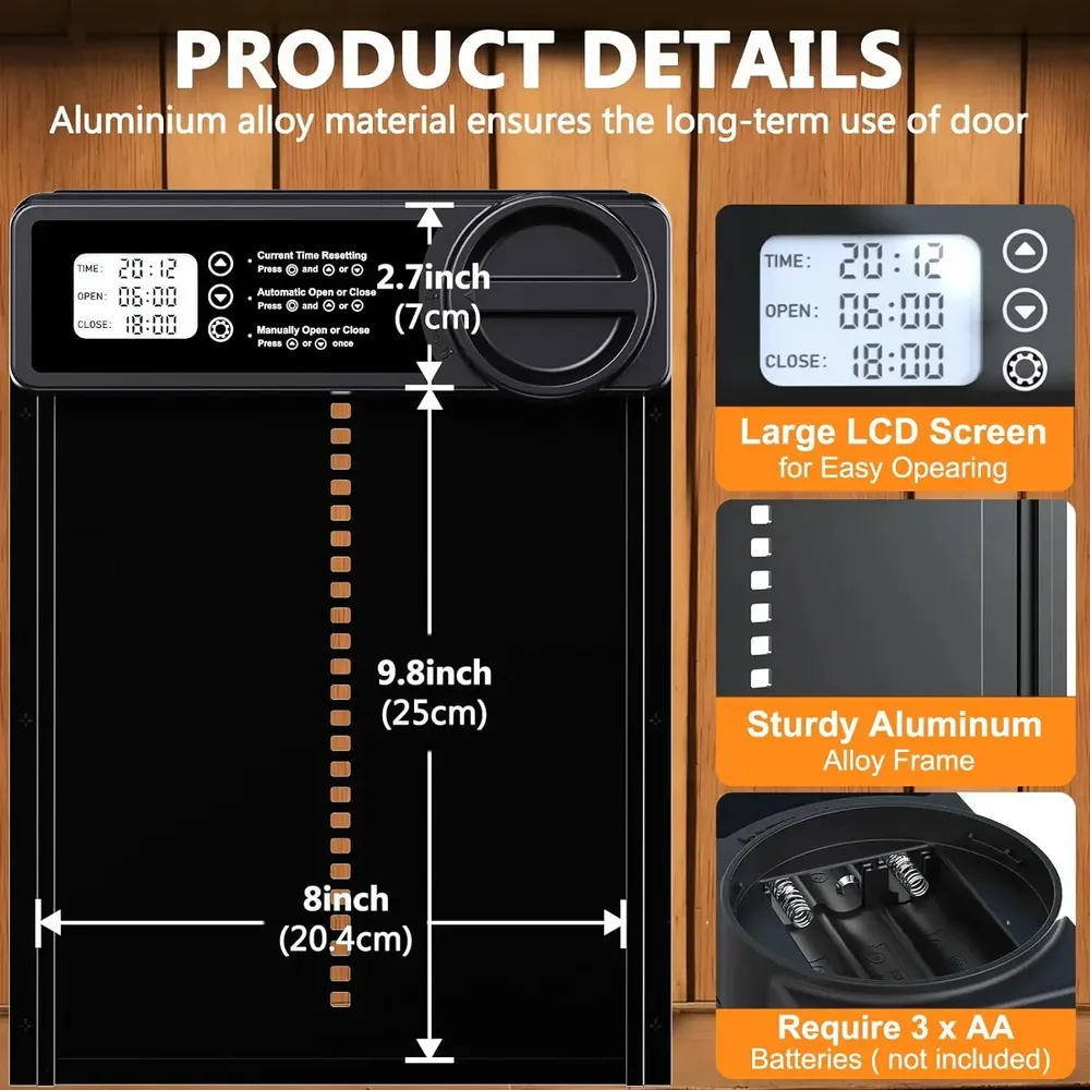 Porte poulailler automatique aluminium minuterie intelligente