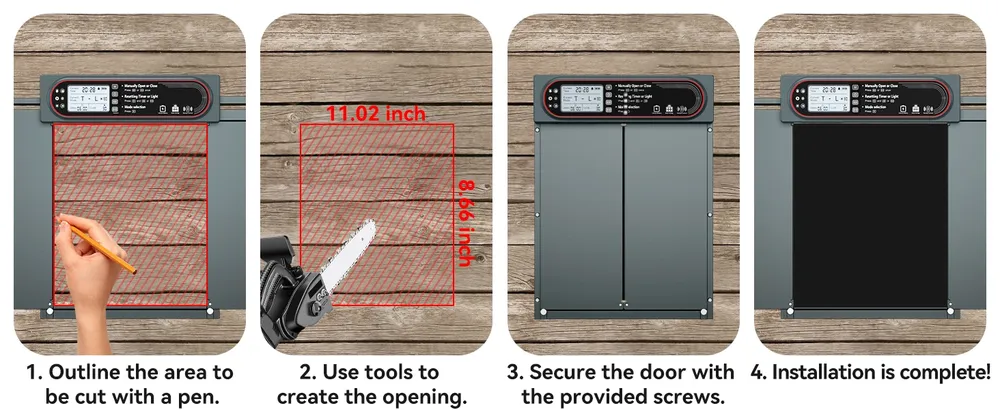 Porte poulailler automatique double ouverture anti-pincement