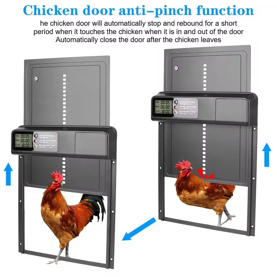 Porte poulailler automatique écran LCD anti-pincement