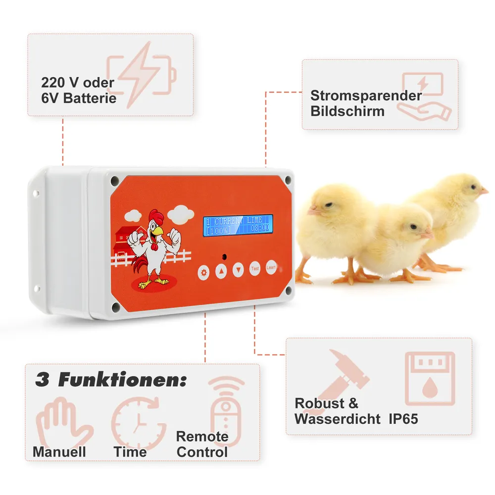 Porte poulailler automatique étanche avec télécommande
