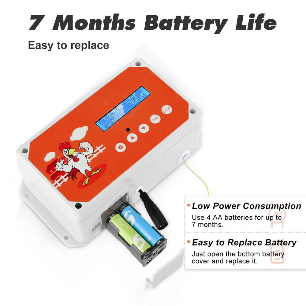 Porte poulailler automatique étanche avec télécommande