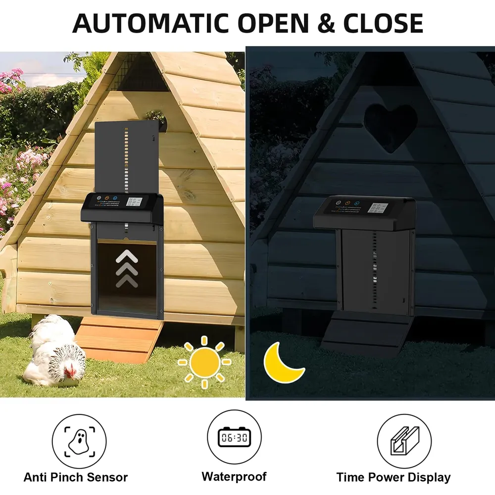 Porte poulailler automatique ferme minuterie sur batterie