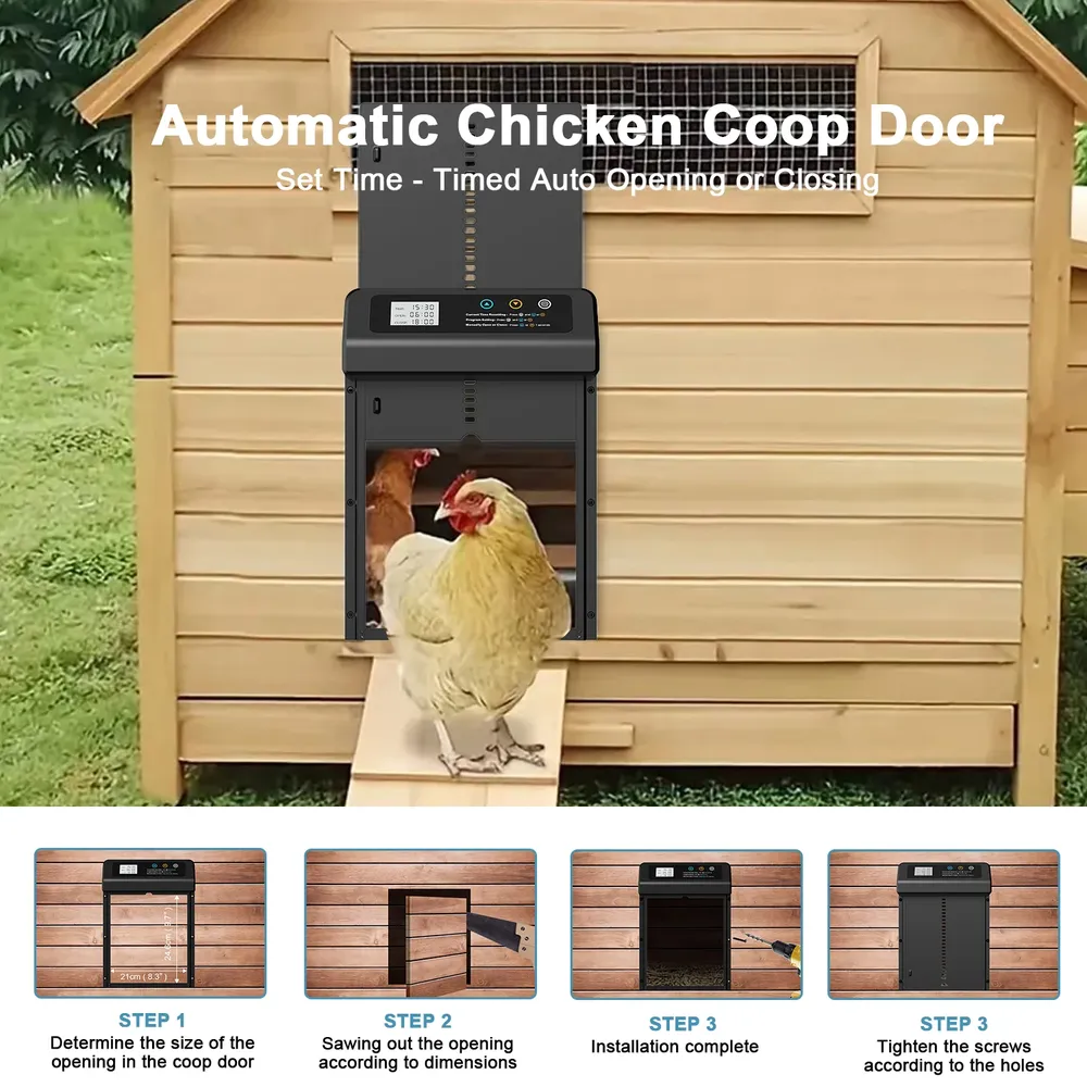 Porte poulailler automatique ferme minuterie sur batterie