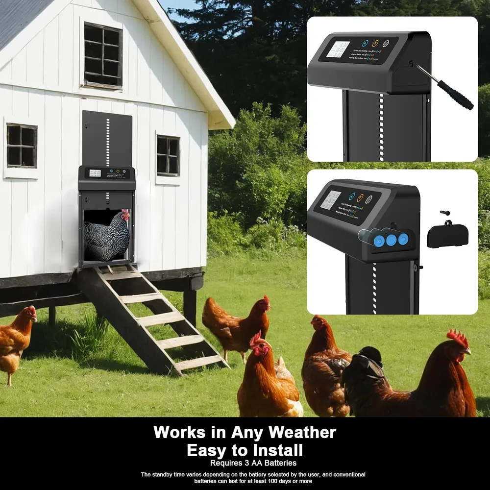 Porte poulailler automatique ferme minuterie sur batterie