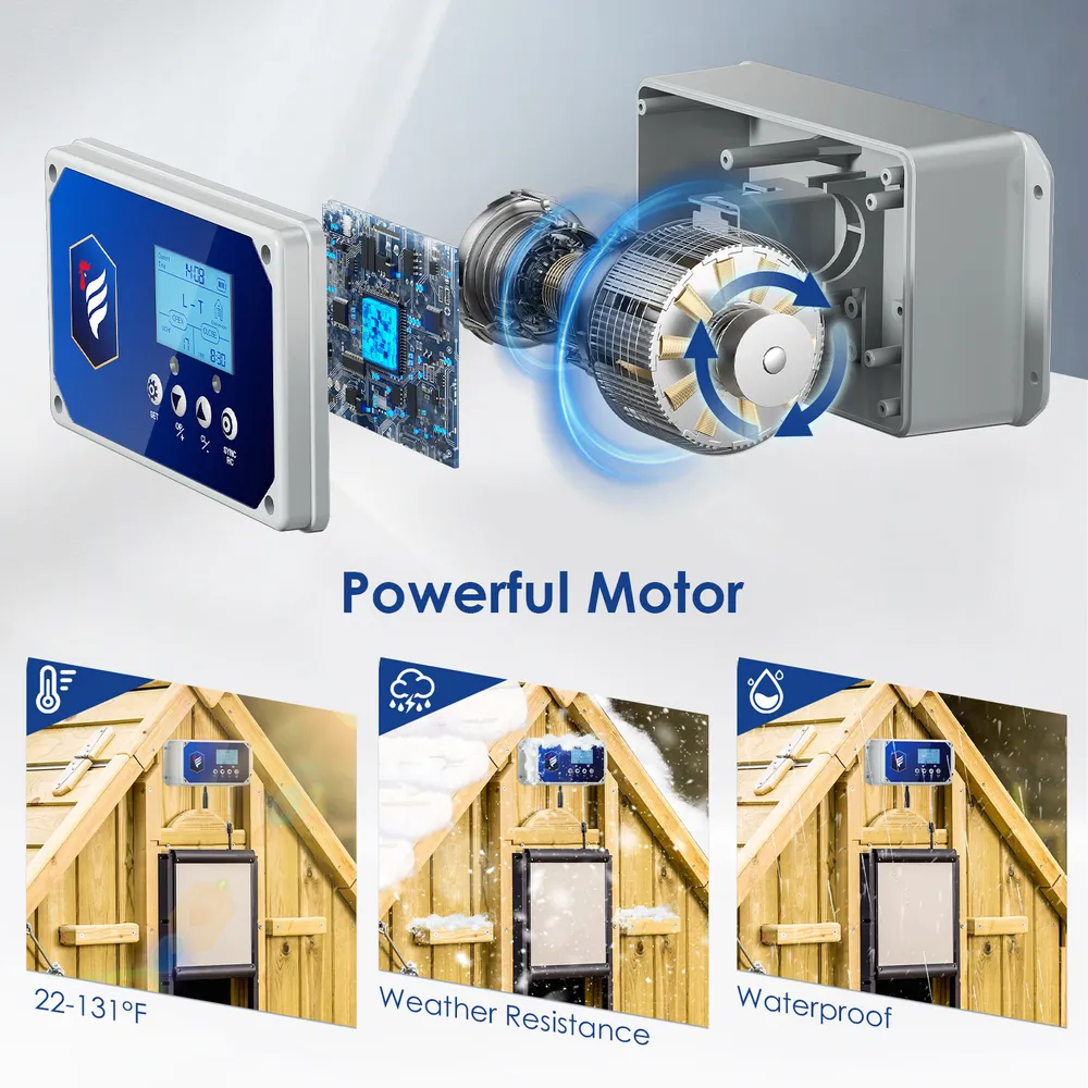 Porte poulailler automatique moteur amélioré avec 2 télécommandes