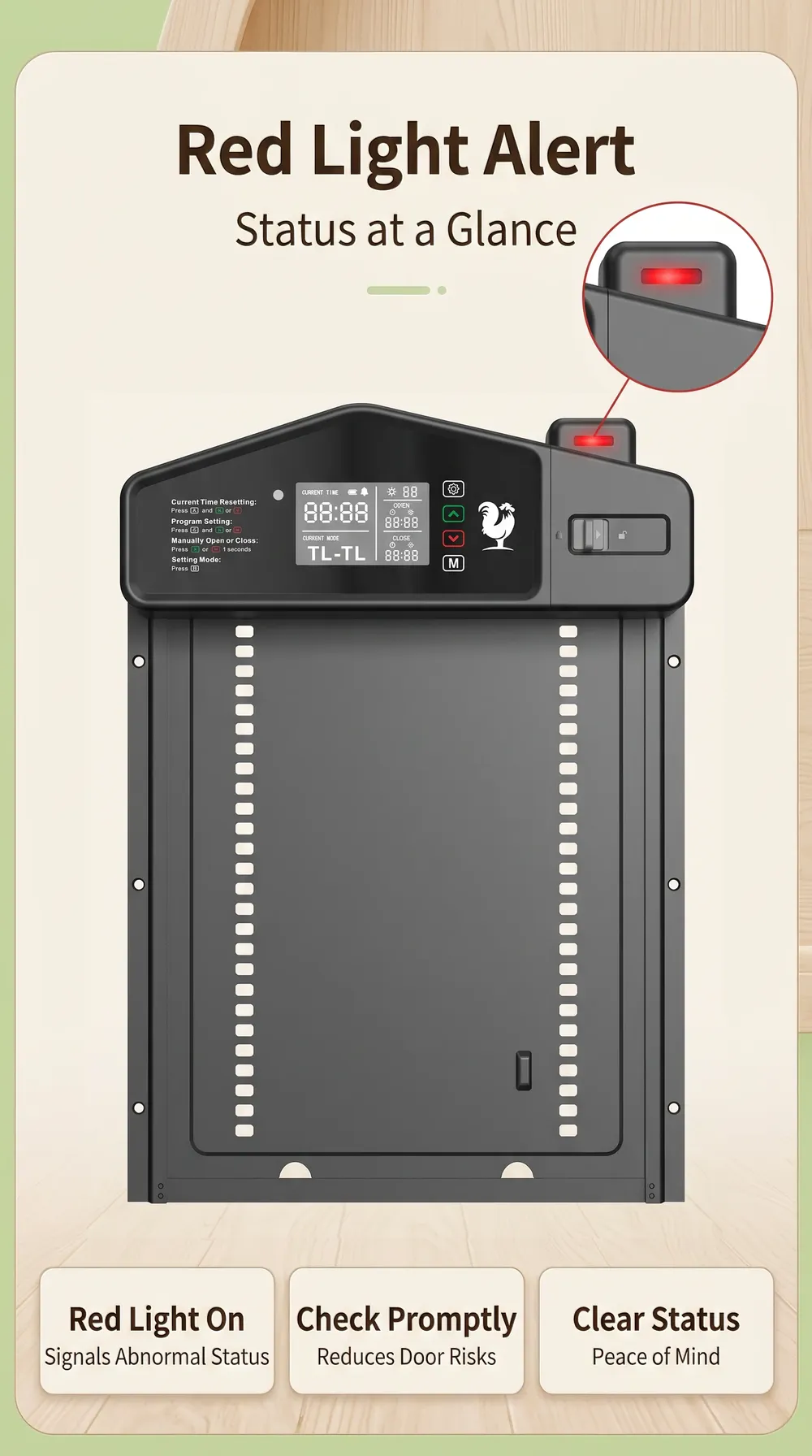 Porte poulailler automatique piles détecteur de lumière