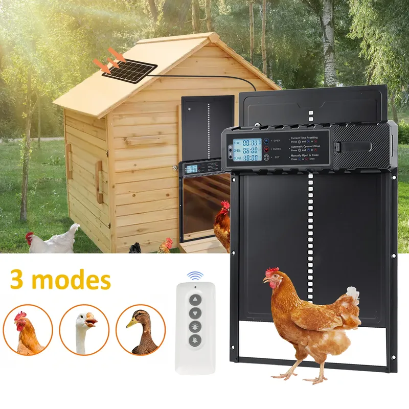 Porte poulailler solaire alliage aluminium anti-pincement