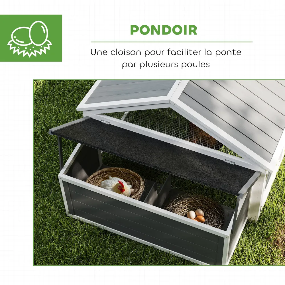 Poulailler bois 240x112 cm avec nichoir ouvrable