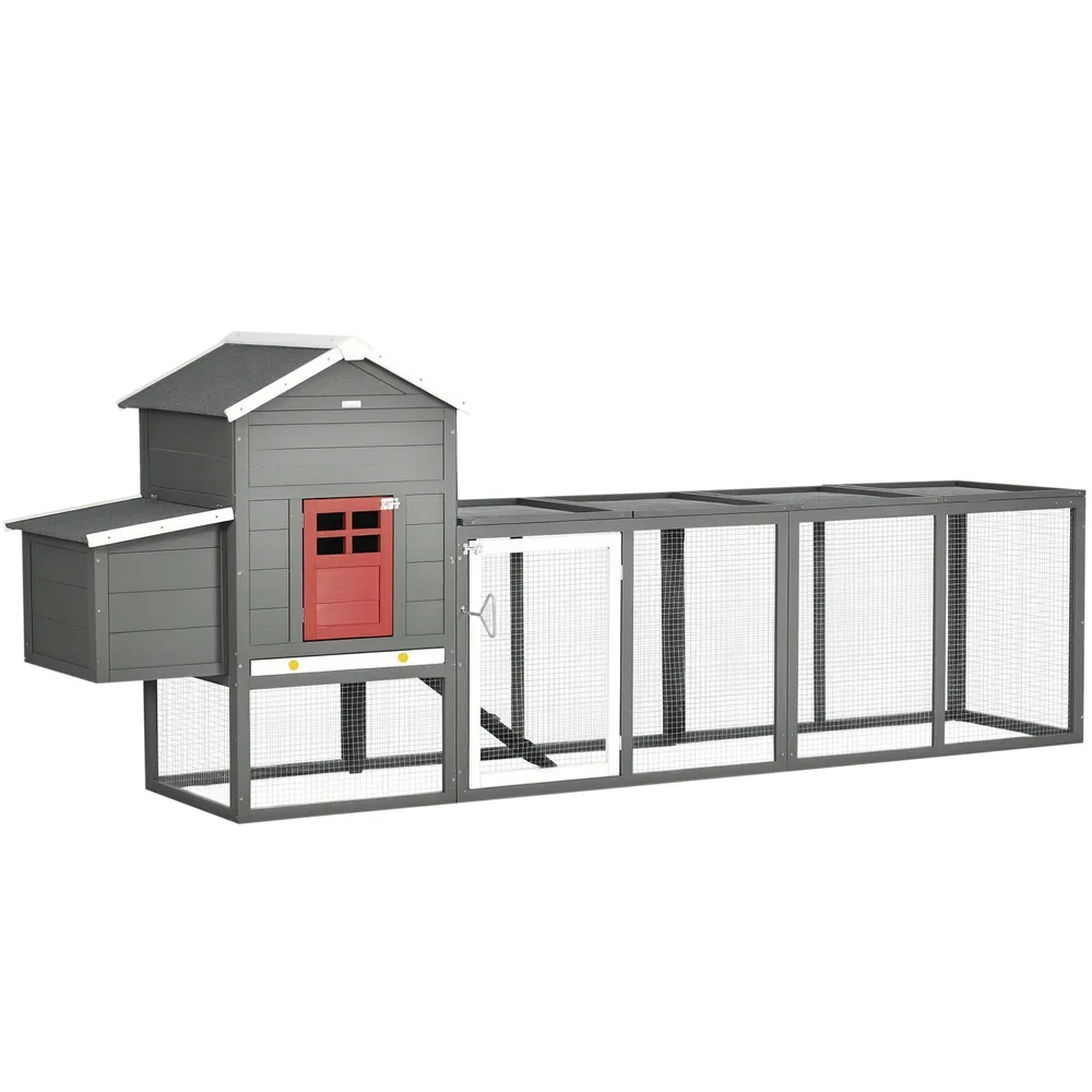 Poulailler bois 300x66 cm avec enclos nidification
