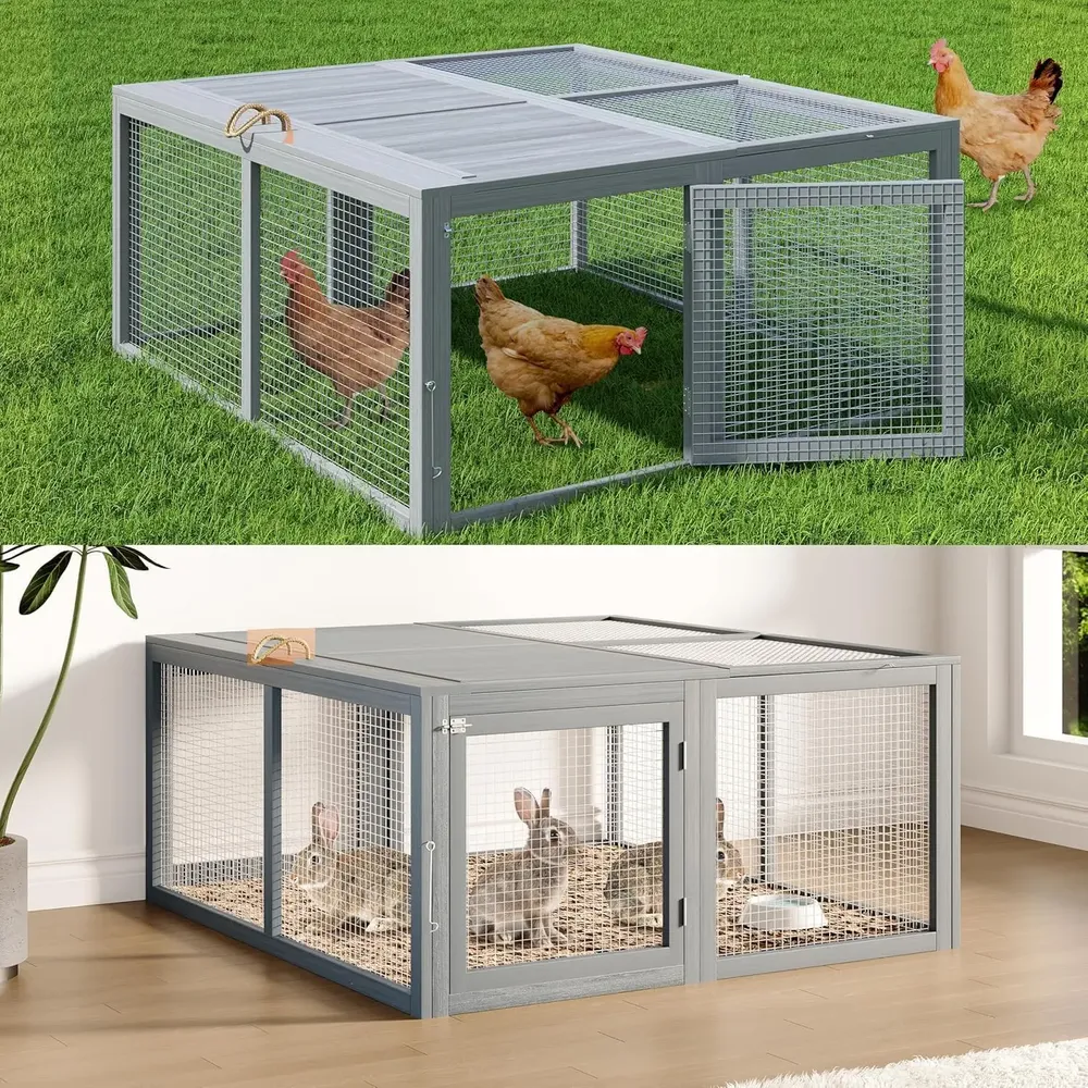 Poulailler bois pliable gris ventilé gain de place