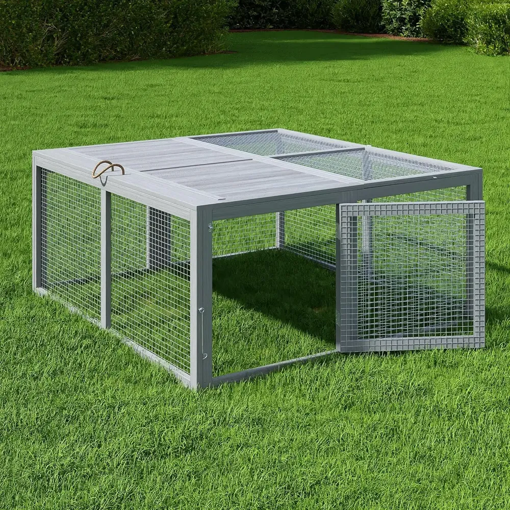 Poulailler bois pliable gris ventilé gain de place