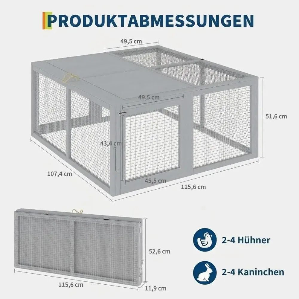 Poulailler bois pliable gris ventilé gain de place