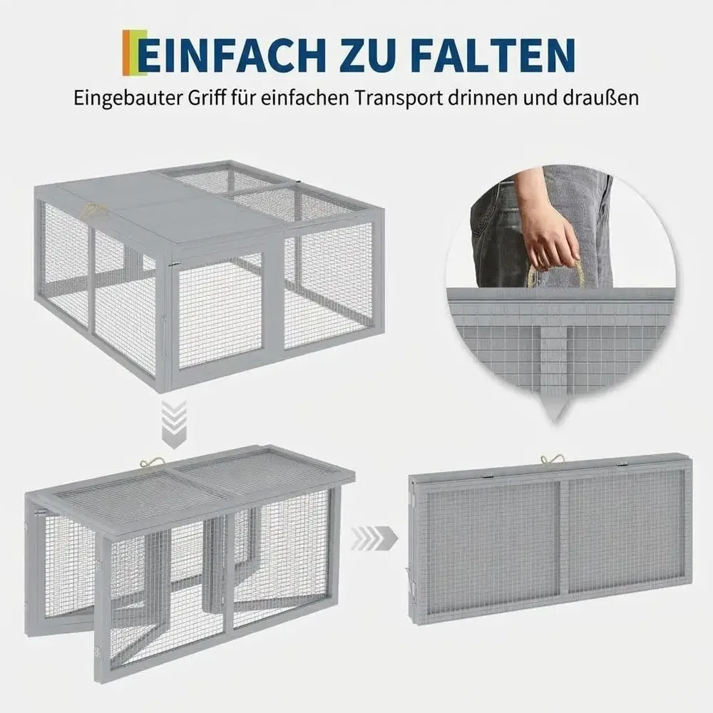 Poulailler bois pliable gris ventilé gain de place