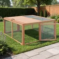 Poulailler cage lapin bois pliable portable sans assemblage – Couleur Wood