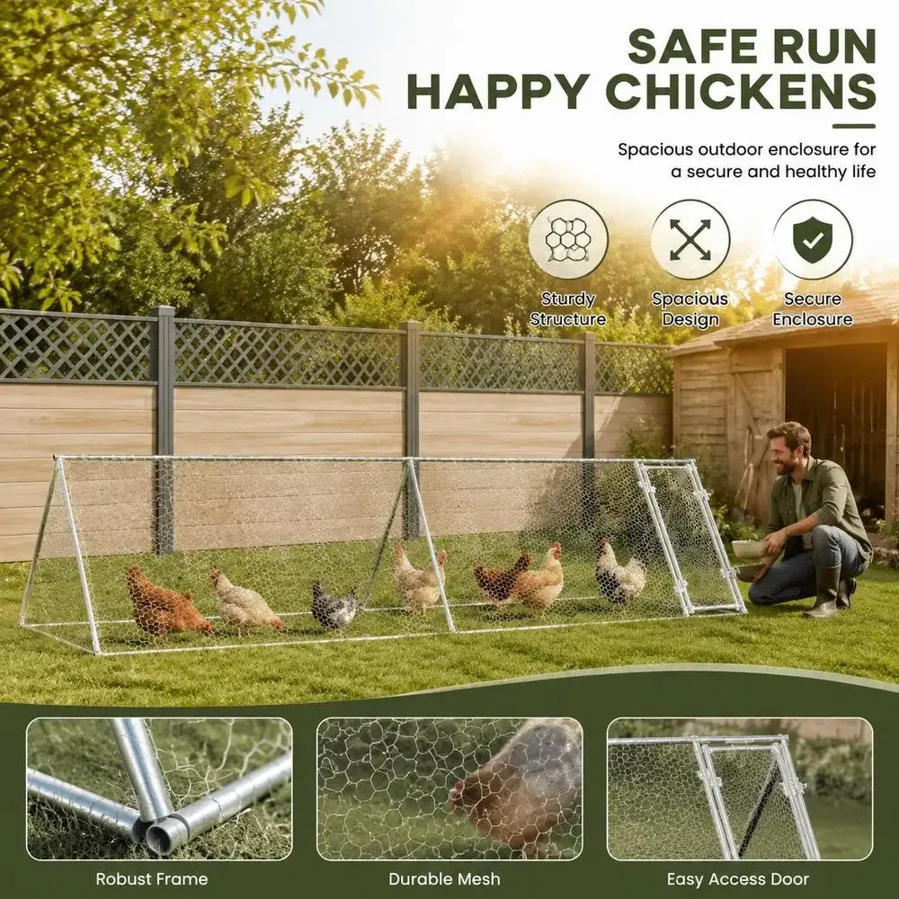 Poulailler en acier galvanisé spacieux pour jardin et ferme
