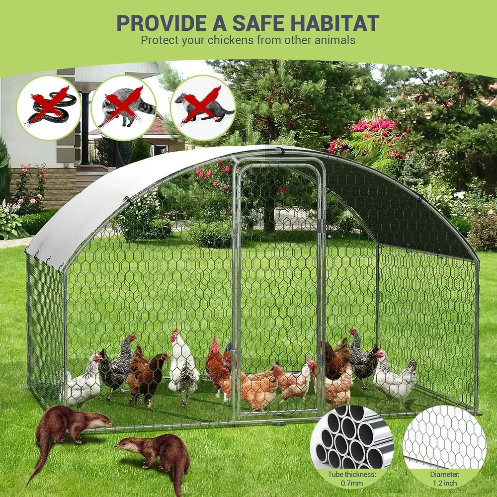 Poulailler métal galvanisé 9,8x6,5 pieds avec couverture anti-UV