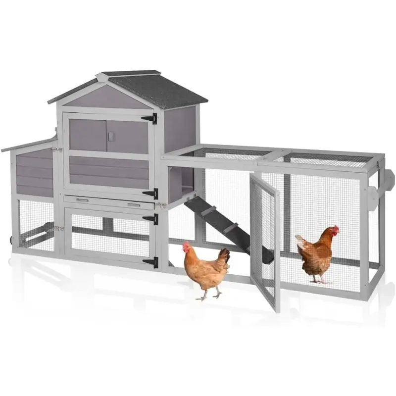 Poulailler mobile bois 80 pouces avec roues plateau amovible