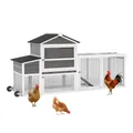Poulailler mobile en bois sur roulettes avec nichoir – 8